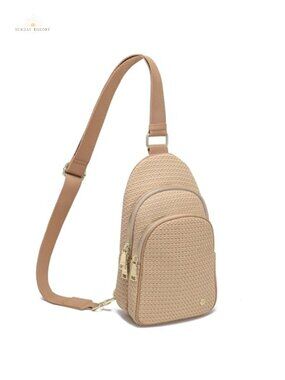 Faux Straw Crossbody Bag Woven Texture Lightweight Sling Purse